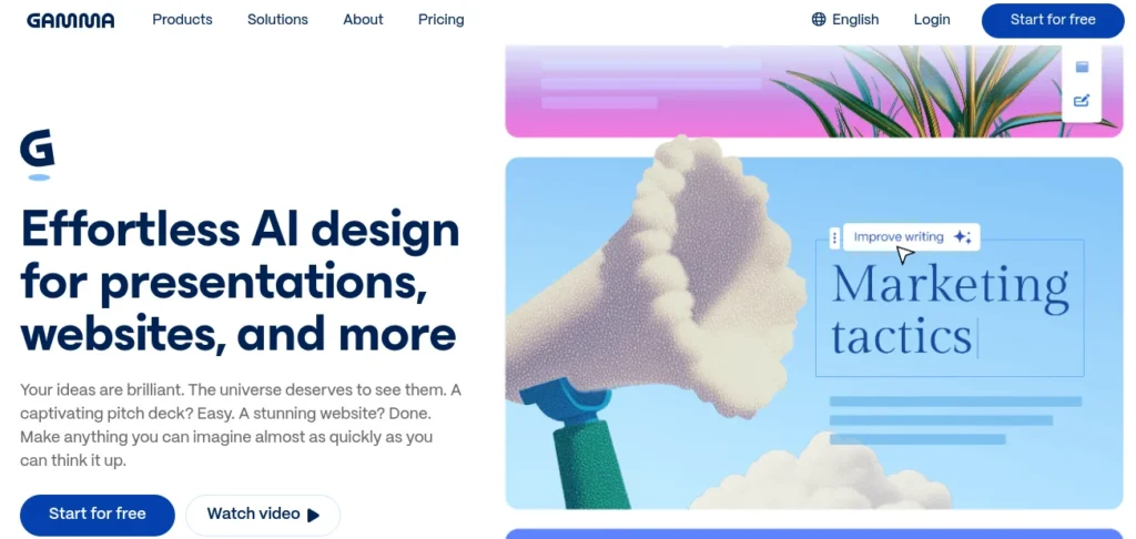Gamma.app AI Presentation Generator Creating College Student Slide Deck From Text Prompt