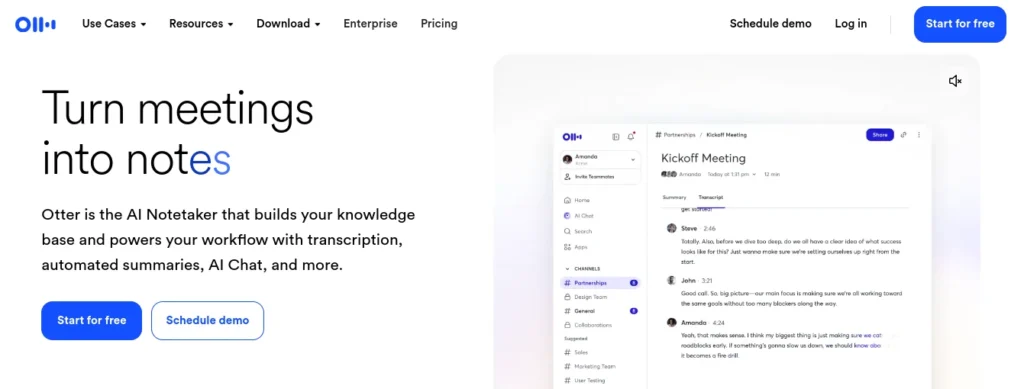 Otter.ai interface showing live lecture transcription with keyword highlights and automatic deadline detection during a college class