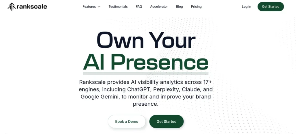 Rankscale AI search visibility dashboard showing keyword tracking across ChatGPT Perplexity and different regions