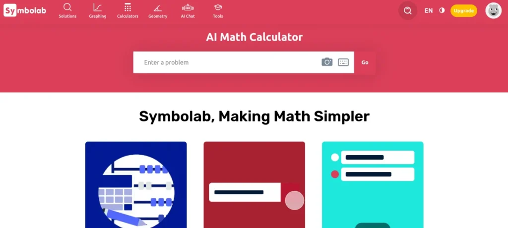 Symbolab interface showing a calculus equation being solved step by step with full workings visible for a college STEM student